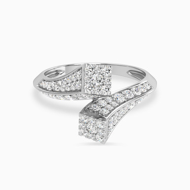 Square Diamond Open Ring in 18K Gold - KR611397 Square Diamond Open Ring in 18K Gold - KR611397