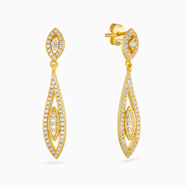 Marquise Clear Stone Gold Plated Drop Earrings - GE14746A