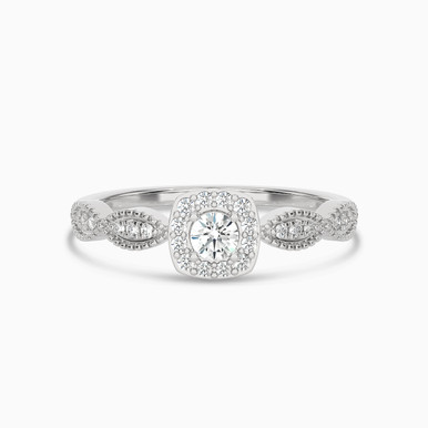 Square Diamond Ring in 18K Gold - SAR04351-14