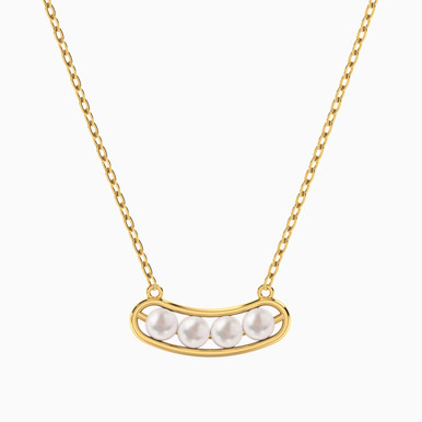 Arc Pearl Necklace in 18K Gold - 111406100079