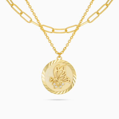 Butterfly Clear Stone Gold Plated Necklace - GN14428A Butterfly Clear Stone Gold Plated Necklace - GN14428A