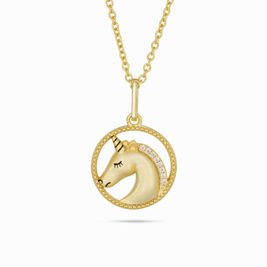 Horse Clear Stone Gold Plated Necklace - GP14317A Horse Clear Stone Gold Plated Necklace - GP14317A