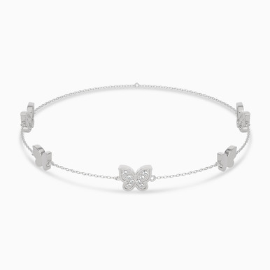 Butterfly Diamond Chain Bracelet in 18K Gold - AJB01987 Butterfly Diamond Chain Bracelet in 18K Gold - AJB01987