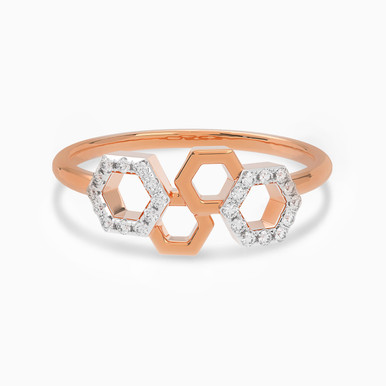 Hexagon Diamond Ring in 18K Gold - AJR24449-14