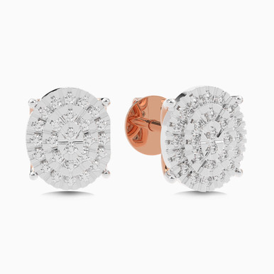 Oval Diamond Stud Earrings in 18K Gold - SAE04708