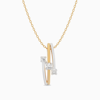 Two Tone Strands Diamond Necklace in 18K Gold - SAP04869