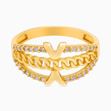 Textured Cubic Zirconia Ring in 21K Gold - 92002180091