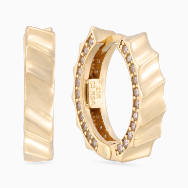 Textured Hoop Earrings in 21K Gold - 92003110002 Textured Hoop Earrings in 21K Gold - 92003110002