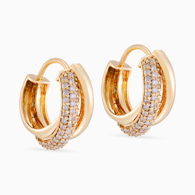 Circle Cubic Zirconia Hoop Earrings in 18K Gold - 21051110347