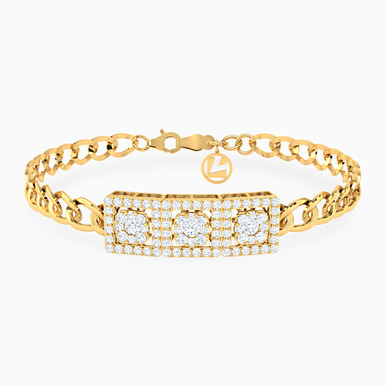 Rectangle Cubic Zirconia Chain Bracelet in 18K Gold - 21010650344