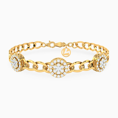 Round Cubic Zirconia Chain Bracelet in 18K Gold - 21010650326