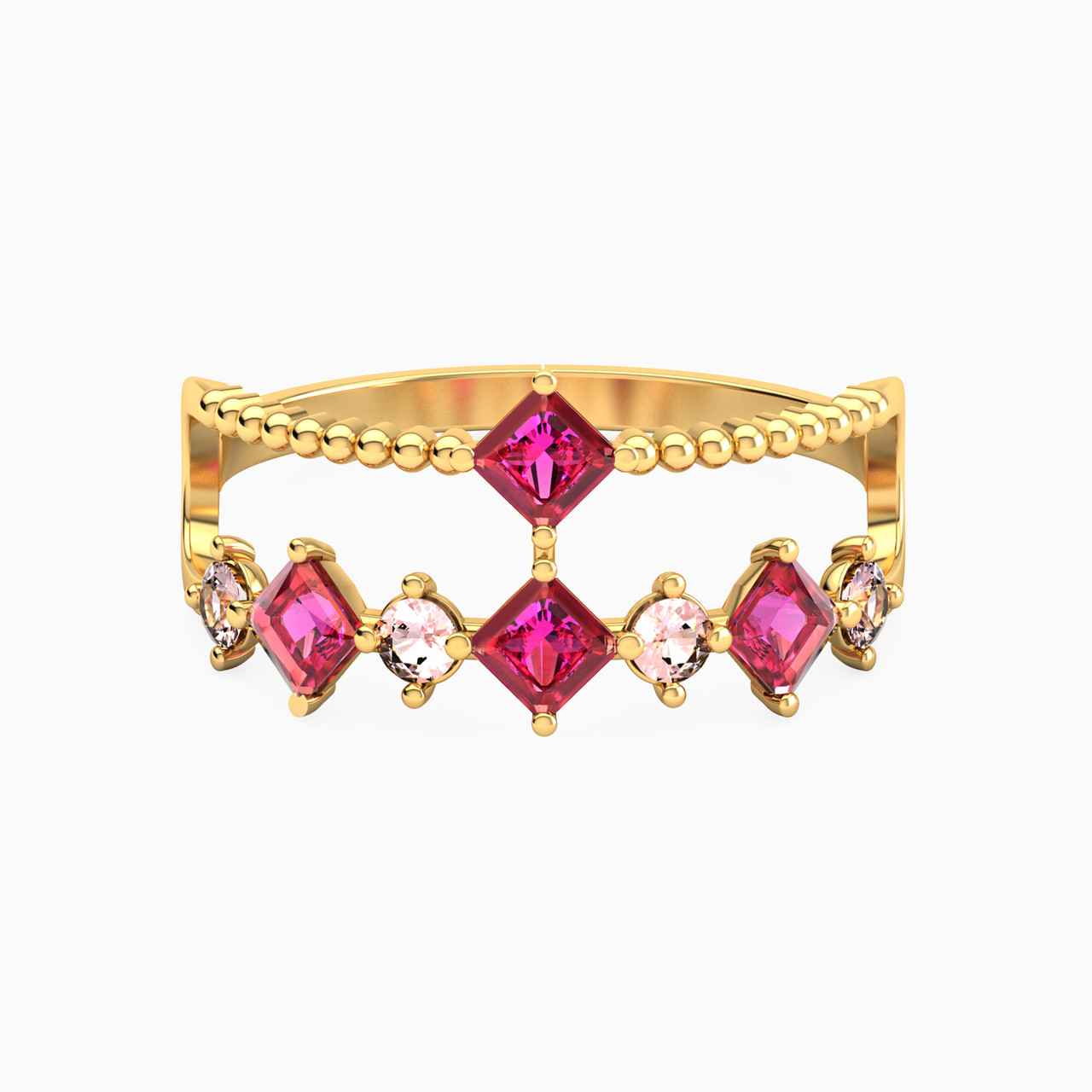 18K Gold Colored Stones Statement Ring