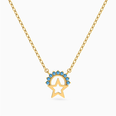 Star Colored Stones Necklace in 18K Gold - 111404140424