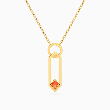 Multi-Shaped Orange Stone Necklace in 18K Gold - 111404130401