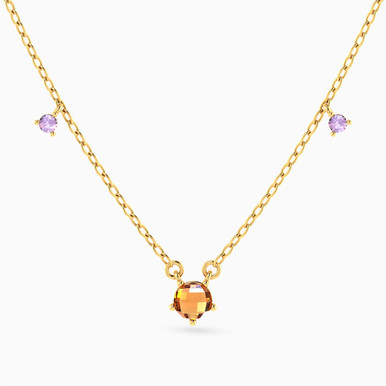 Round Colored Stones Necklace in 18K Gold - 111404180406