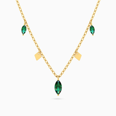 Marquise Green Stones Necklace in 18K Gold - 111404180405 Marquise Green Stones Necklace in 18K Gold - 111404180405