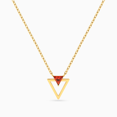 Triangle Red Stone Necklace in 18K Gold - 111404130403