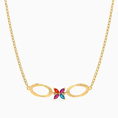 Oval Colored Stones Necklace in 18K Gold - 111404180444