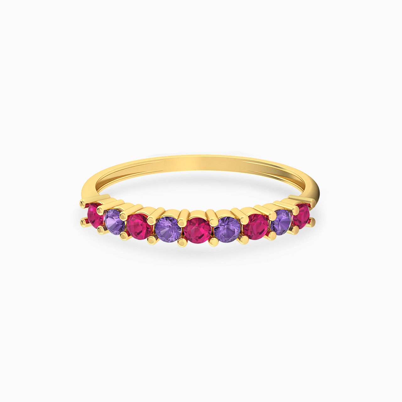 18K Gold Colored Stones Eternity Ring