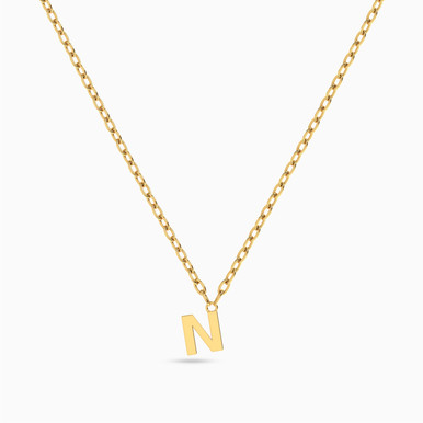 Kids Letter N Necklace in 18K Gold - 21046140924