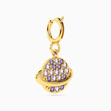 Saturn Purple Stone Charm in 18K Gold - 21053110081