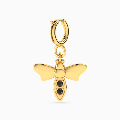 Bee Black Stone Charm in 18K Gold - 21053110073