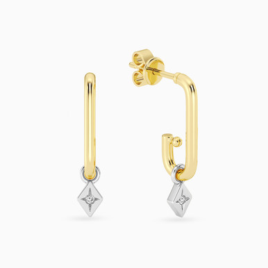 Square Lab Grown Diamonds Gold Plated Stud Earrings - AME01625