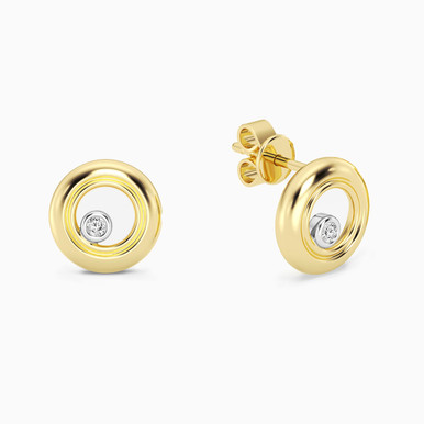 Circle Lab Grown Diamonds Gold Plated Stud Earrings - MSE00827