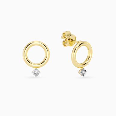 Circle Lab Grown Diamonds Gold Plated Stud Earrings - AME01612