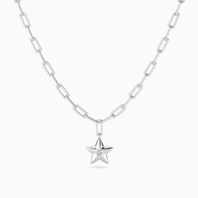 Star Lab Grown Diamonds Sterling Silver Necklace - MSN00843
