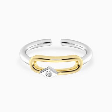 Rectangle Lab Grown Diamonds Sterling Silver Ring - AMR06437