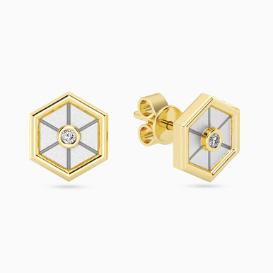 Hexagon Lab Grown Diamonds Gold Plated Stud Earrings - MSE00902