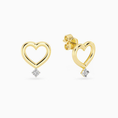 Heart Lab Grown Diamonds Gold Plated Stud Earrings - AME01610