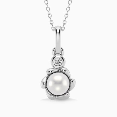 Circle Lab Grown Diamonds & Pearl Sterling Silver Necklace - MSP00886