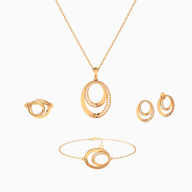 Oval Full Jewelry Set in 21K Gold (4 Pieces) - 12001110788 Oval Full Jewelry Set in 21K Gold (4 Pieces) - 12001110788