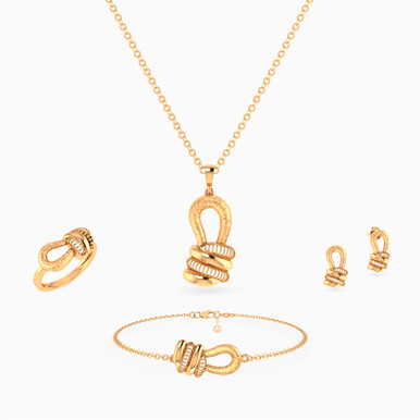 Multi Shaped Full Jewelry Set in 21K Gold (4 Pieces) - 12001110784 Multi Shaped Full Jewelry Set in 21K Gold (4 Pieces) - 12001110784