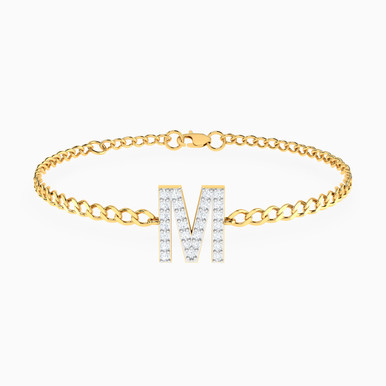 M Letter Chain Bracelet in 18K Gold - 21047650028