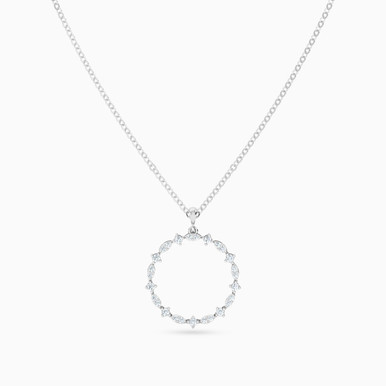Circular Cubic Zirconia Necklace in 18K Gold - 11005180106