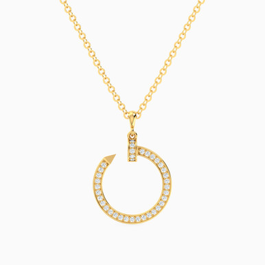 Circular Cubic Zirconia Necklace in 18K Gold - 11005180100