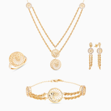 Cubic Zirconia Jewelry Set in 21K Gold (4 Pieces) - 12001110767
