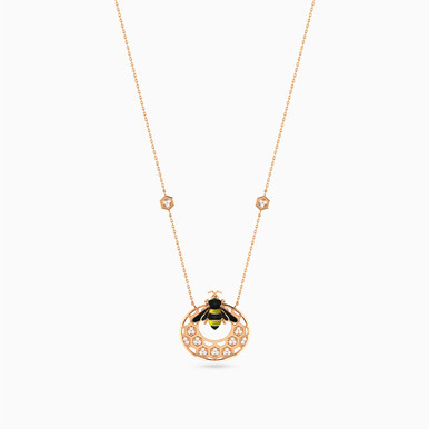 A Bee Diamond & Enamel Coated Necklace in 18K Gold - NT403872P18EN1 A Bee Diamond & Enamel Coated Necklace in 18K Gold - NT403872P18EN1