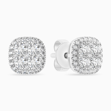 Square Diamond Stud Earrings in 18K Gold - ER36715