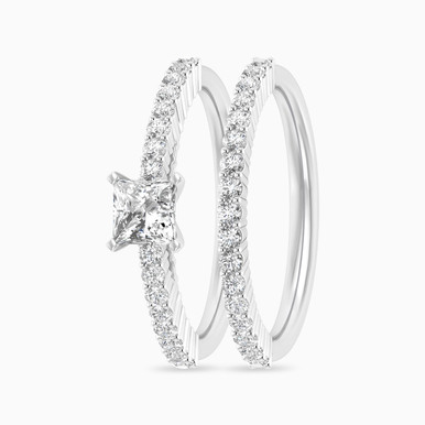 Princess Diamond Twin Rings in 18K Gold - TRG2006431