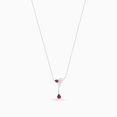 Diamonds & Red Stone Necklace in 18K Gold - NT404444W18HRU1