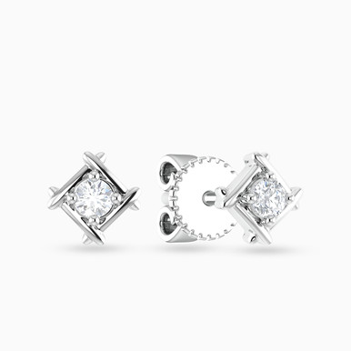 Square Diamond Stud Earrings in 18K Gold - ER114443W18DI1