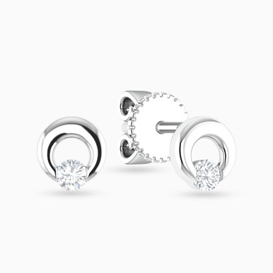 Circle Diamond Stud Earrings in 18K Gold - ER003481W18DI1