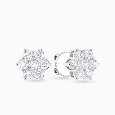 Floral Diamond Stud Earrings in 18K Gold - ER415444W18DI1 Floral Diamond Stud Earrings in 18K Gold - ER415444W18DI1