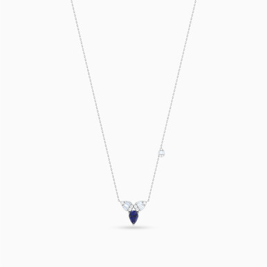 Leaves Diamonds & Blue Stone Necklace in 18K Gold - NT404457W18HSA1
