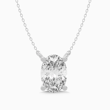 1 CT Oval Lab Grown Diamond Necklace in 18K Gold - SAP05368