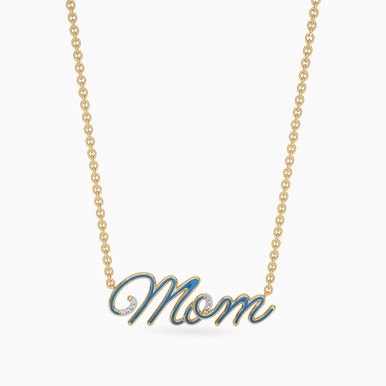 Mom Diamond & Enamel Coated Necklace in 18K Gold - 31046110018